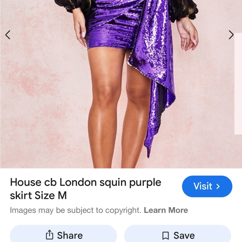 House of CB Purple Sequin High Low Skirt
